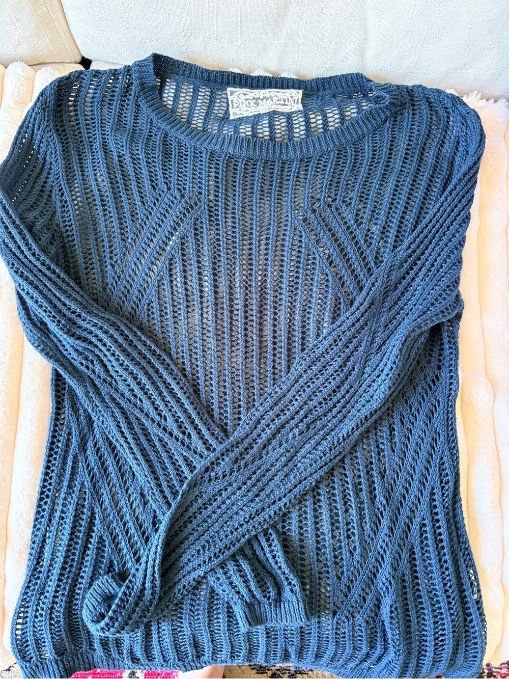 Pink Martini Open-Knit Scoop Neck Sweater